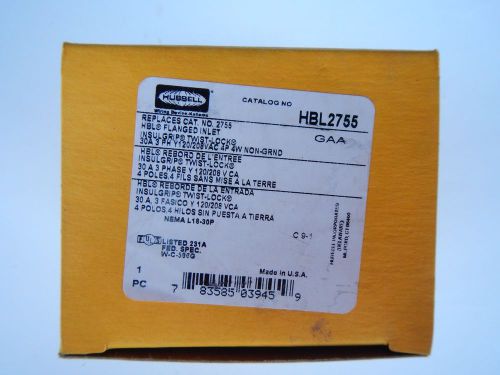HUBBELL  HBL2755 Flanged Inlet,208V,30A,L18-30P,4P,4W,3PH *NEW*
