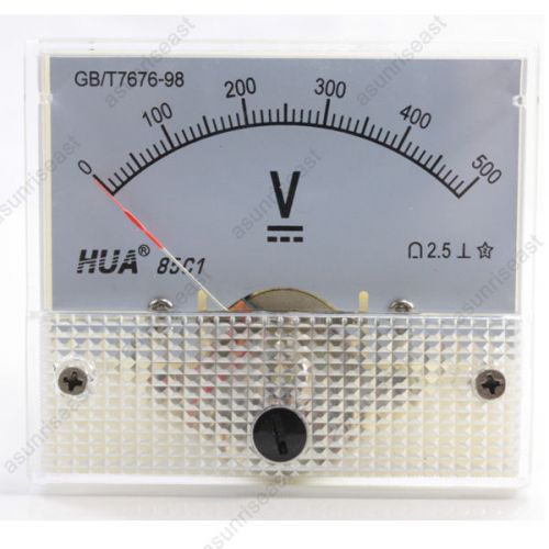 1xdc 500v analog panel volt voltage meter voltmeter gauge 85c1 white 0-500v dc for sale