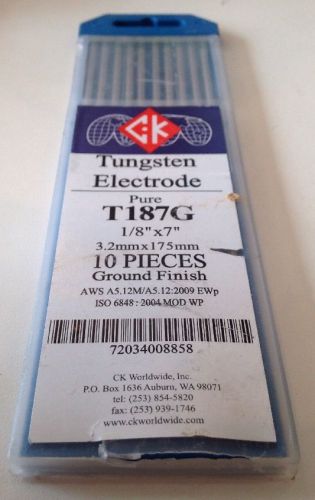 (QTY 10) CK T187G Pure Tungsten Electrode 1/8&#034; X 7&#034; - NEW - FREE SHIPPING