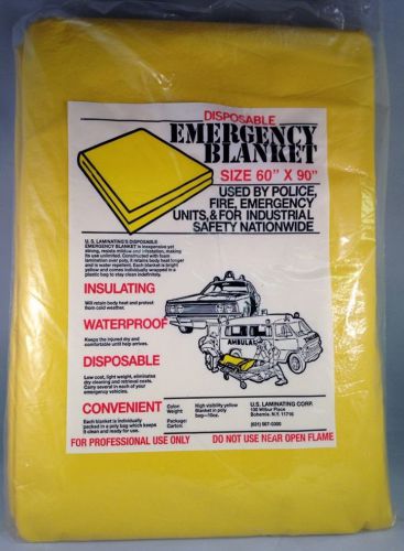 Yellow disposable emergency blanket - size: 60&#034; x 90&#034; for sale