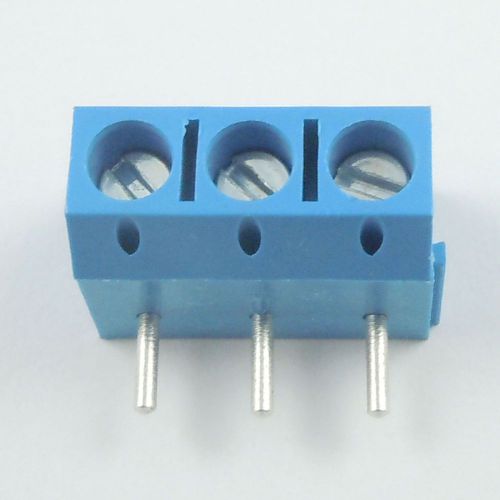 100pcs blue 5mm pitch 3 pin 3 way pcb right angle screw terminal block connector for sale