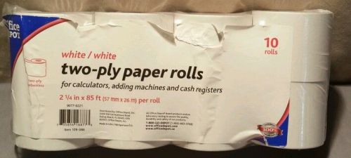 Office Depot 2 Ply Paper Rolls, 2.25&#034; x 85&#039;, Canary/White, Pack Of 8