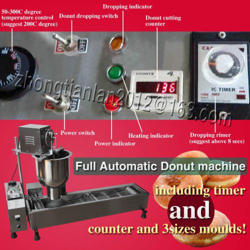 Commercial automatic donut maker making machine, wider oil tank, 3 sets mold for sale