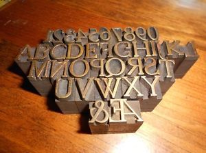 Letterpress Printers Block, Brass Alphabet, Numbers, Ampersand (e)