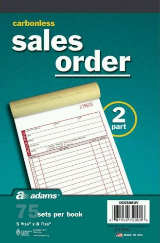 3 pk Sales Order Book Carbonless 2 part 75 each Adams DC5808UV invoice RED ink1
