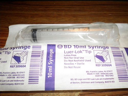 17 new sterile packs luer lock tip latex free not for oral use BD 10ml syringe