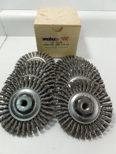 Weiler mighty mite 4&#034;twist wire wheel brush 1/2&#034;threaded arbor 13130 new lot 8 for sale