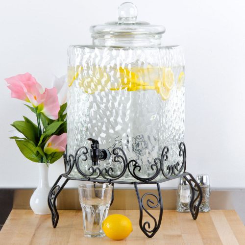 Core 5 Gallon Glass Beverage Dispenser with Metal Stand