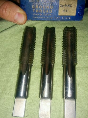 Greenfield 7/8&#034;-9 nc h4 d3 hs flutes hand tap set bottom plug taper usa new for sale