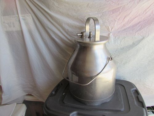 VINTAGE DELAVAL STAINLESS STEEL 5 GALLON MILK CAN WITH LID AND ACCESSORIES
