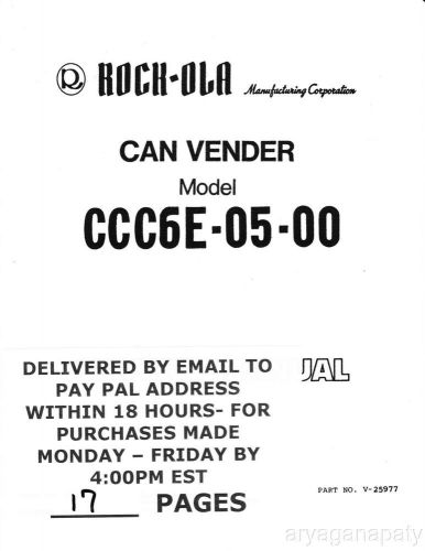 Rock-ola CCC6E-05 Service Manual PDF sent by email