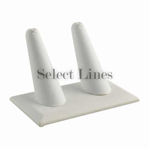 White Faux Leather 2 Finger Ring Stand Jewelry Display