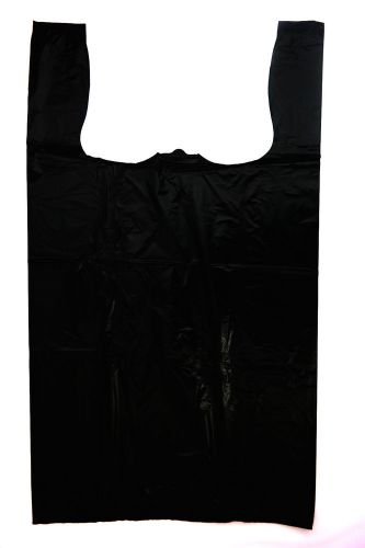 Plastic Bag-Jumbo Black Plain T-Shirt Bag 17&#034;x 8&#034;x 29&#034; 18 mic - 400 bags/case