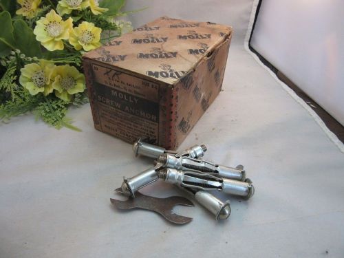 Vtg box of Molly Screw Anchors size 8-L. 1/4&#034; bolts in sleeve.Mostly full