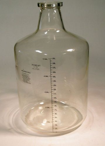 Corning pyrex 5gal 19l carboy style glass heavy wall solution bottle graduated for sale