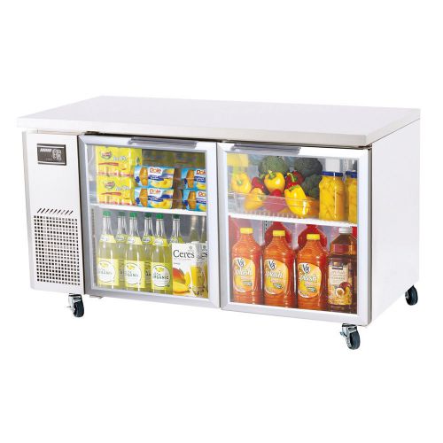 Turbo air jur-60-g, 60-inch two glass door undercounter refrigerator with side m for sale