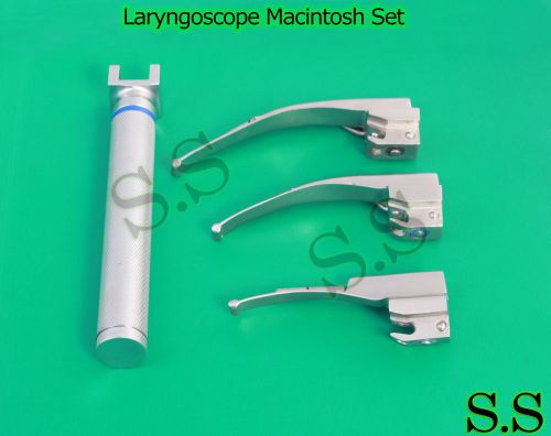 Laryngoscope Macintosh Set (1 handle AA, 3 Mac Blades)