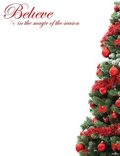 Red Foil Believe Christmas Letterhead, 8.5&#034;x11&#034;, 40/PK