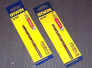 2 ea. irwin 63915 15/64 titanium nitride coated hss drill bits for sale
