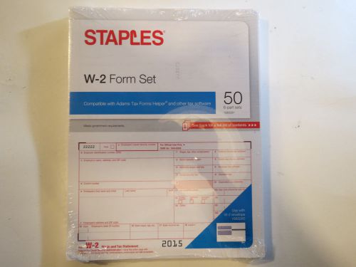 Staples W-2 Form Sets 50 - 6 Part Sets 2015 Tax Year