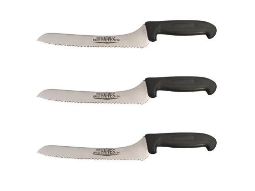 Set of 3 - 9” Offset Bread Knives Serrated - Food Service Knives- Deli Sandwich
