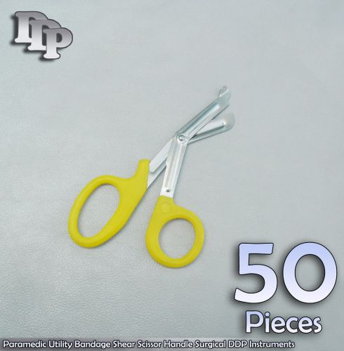 50 Paramedic Utility Bandage Shear Scissor 5.5&#034; Yellow Handle Surgical Instrumen