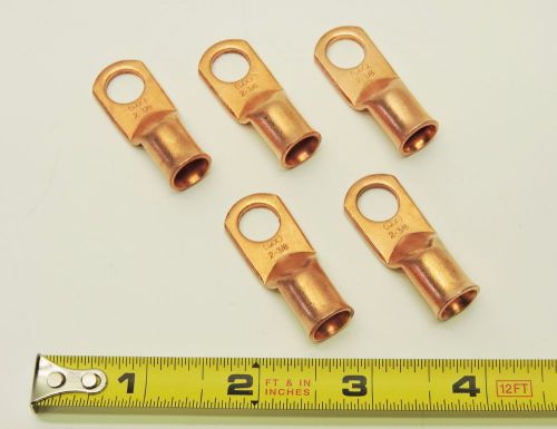 (5 pk) Copper Lug 0 (1/0) Gauge 3/8&#034; Hole Battery Cable Connector Terminal Lot