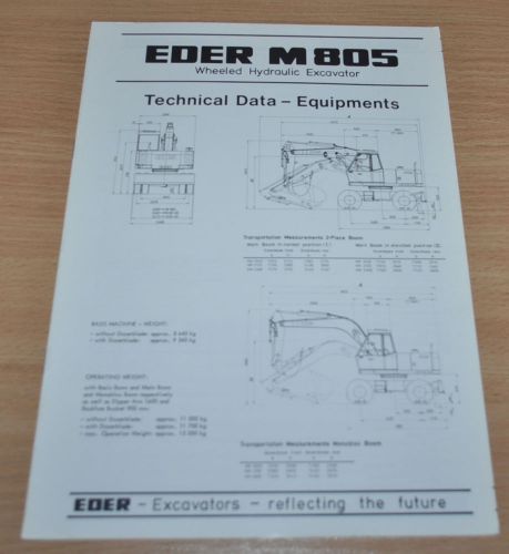 Eder M805 Technical Data Excavator Brochure Prospekt