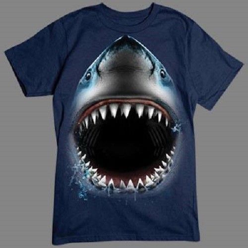 Big Shark Face HEAT PRESS TRANSFER for T Shirt Sweatshirt Quilt Fabric 251o