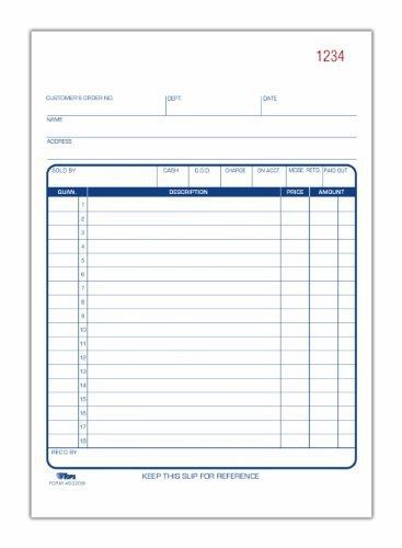 Tops sales order book, 2-part, carbonless, 5.5 x 7.87 inches, 50 sets per book for sale