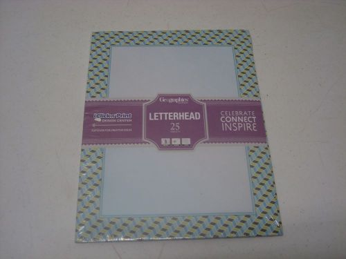 Geographics Letterhead Stationary Printer Paper - Chevron Green - 25 Sheets