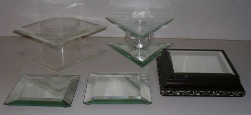 Lot of 5 retail or home glass &amp; mirror jewelry display stands for sale