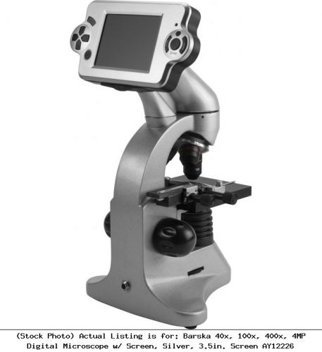 Barska 40x, 100x, 400x, 4mp digital microscope w/ screen, silver, 3.5in: ay12226 for sale