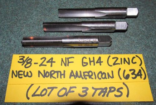 New lot of(3) taps 3/8-24 gh4 (.375-24) north american bottoming taps - (634) for sale
