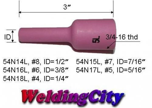 WeldingCity 2 Long Ceramic Gas Lens Cups 54N17L (#5) TIG Welding Torch 17/18/26