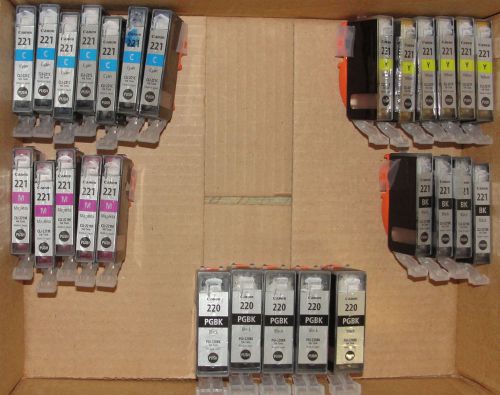 Genuine Canon CLI-221 and PGI- 220 EMPTY Cartridges All Colors 32 w/rear tabs