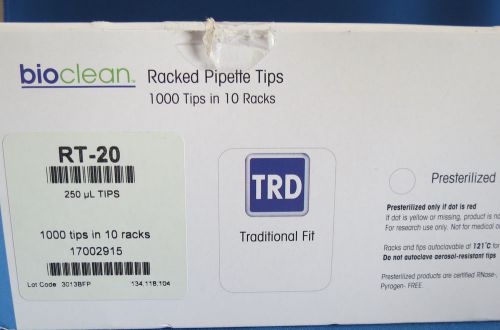 10 Racks RAININ Bioclean RT-20 250ul Pipet Pipette Tips #17002915