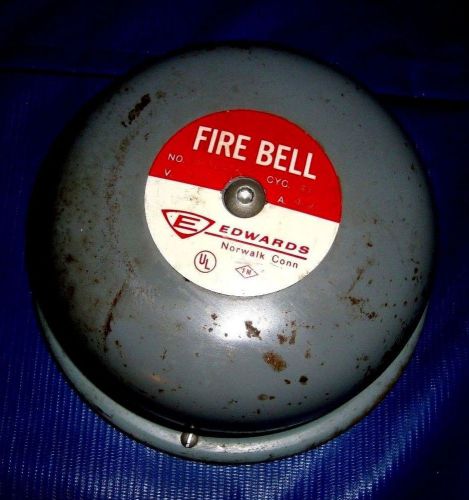 Vintage Edwards W326 DC14  Audible Signaling Fire Alarm Bell 6&#034; Gray 120-Volt