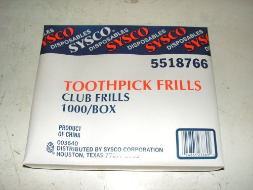SYSCO - BOX of 1000 Toothpick FRILLS Club FRILLS Restaurant - Sealed BOX