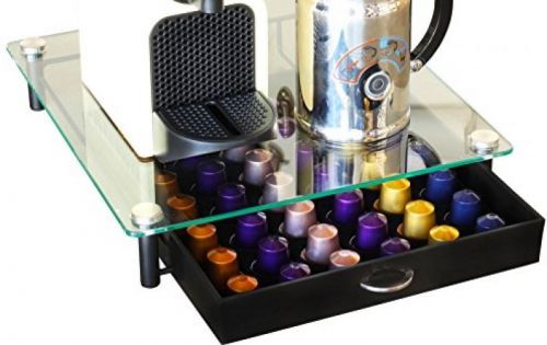 DecoBros Crystal Tempered Glass Nespresso Storage Drawer Holder for Capsules