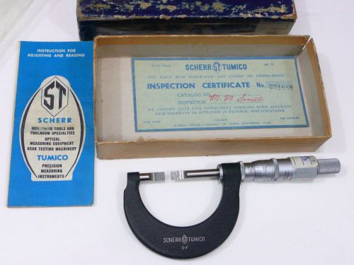 Scherr Tumico 0-1&#034; Blade Tubular Micrometer Thin Blade Micrometer