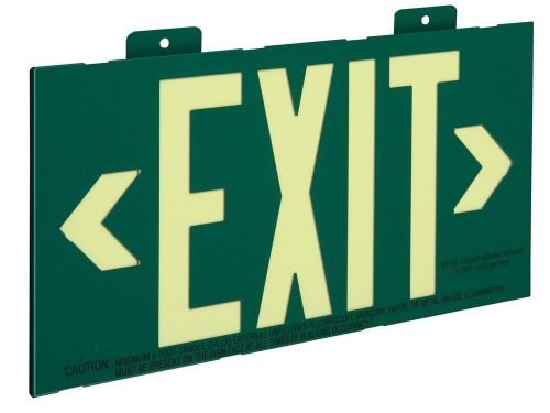 Glo brite back up exit sign glow in the dark egress steel safety signs 7021 grn for sale