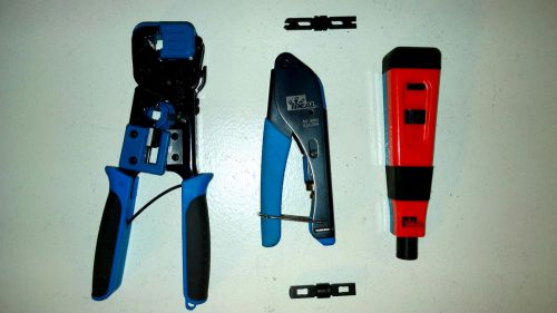 3 PC IDEAL COMMUNICATION TOOLS~CRIMP TOOL~COMPRESSION TOOL~PUNCH TOOL~