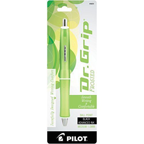Pilot dr. grip frosted retractable ball point pen, med pt, green barrel(36251) for sale
