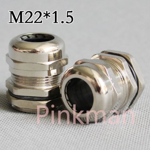 5pcs metric system m22*1.5 nickel brass cable glands apply to cable 10-14mm for sale