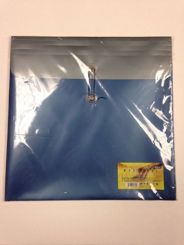 6 Pack - Metallic Blue Plastic Button &amp; String Closure Envelope - 13 x 13