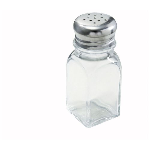Winco G-109, 2-Ounce Square Glass Shaker with Mushroom Top, 1 Dozen