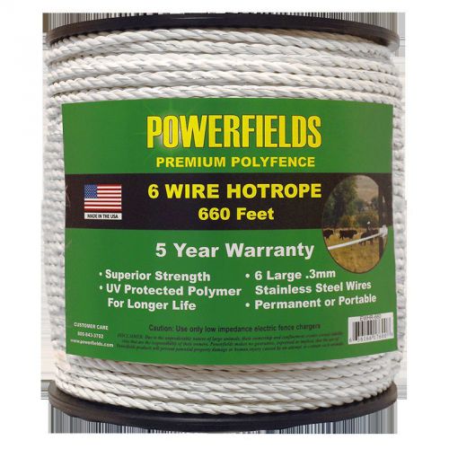 Powerfields 6 wire hotrope 660&#039; electric fence poly fence new ewhr-660 polyfence for sale