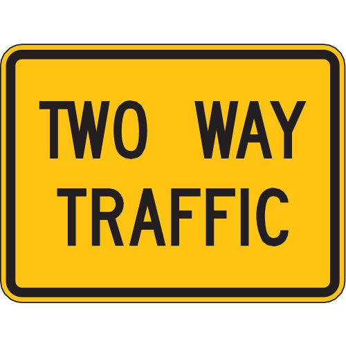ZING Traffic Sign, 18 x 24In, BK/YEL, 2WAY TRFC NEW FREE SHIP &amp;11A&amp;