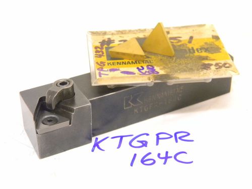 USED KENNAMETAL 1.00&#034; SHANK KTGPR 164C TURNING TOOL HOLDER WITH 5PCS. INSERTS